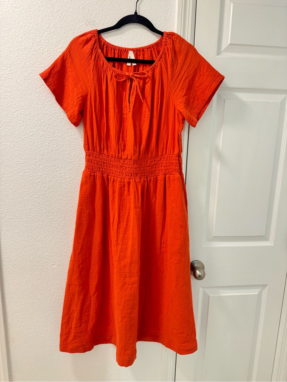 Pact Coral Midi Dress with Smocked Waist - Picture 7 of 7